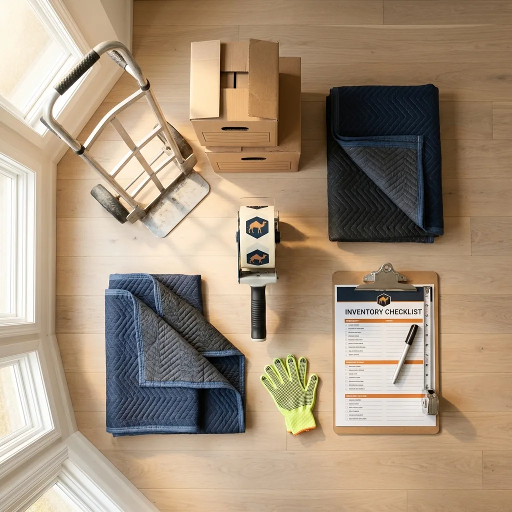 Professional moving supplies and packing materials layout for Wilmer residential relocations