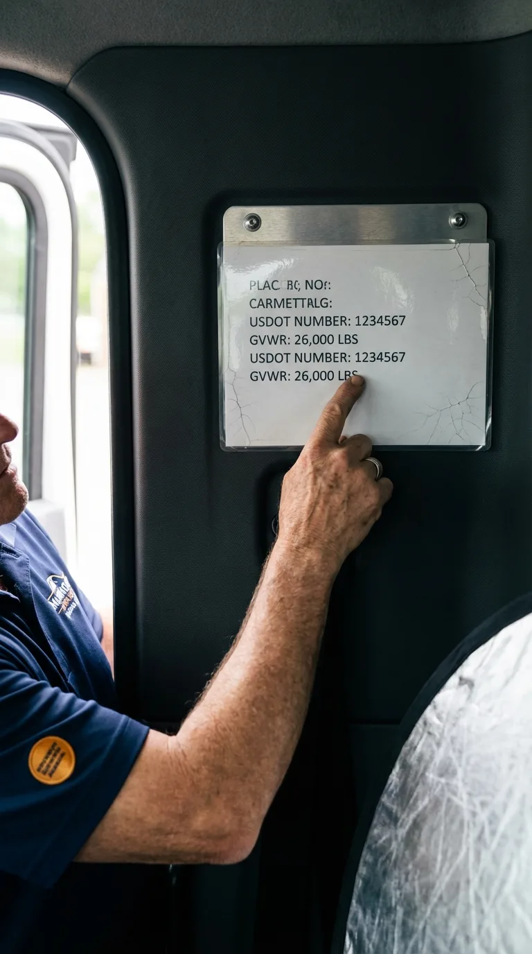 USDOT licensing placard verification in Wilmer